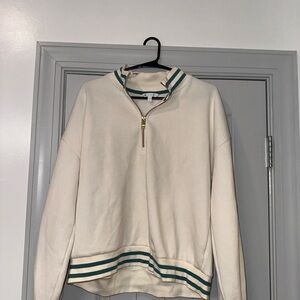 Southern Tide Cream Half-Zip Sweater with Green Accents